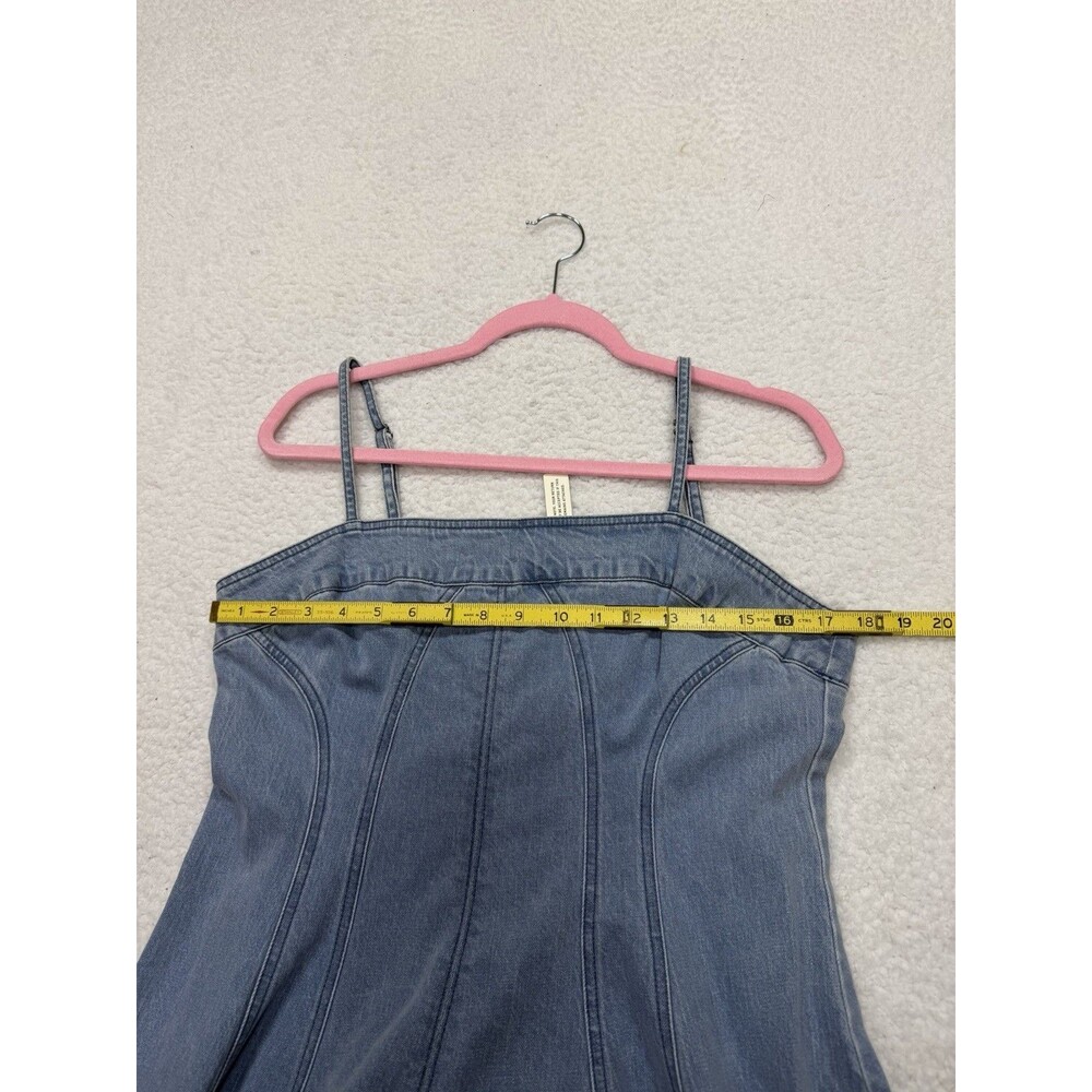 Anthropologie Pilcro Midi Dress Blue Seam Chambray Vacay Retro Boho Large NWT - Picture 5 of 10